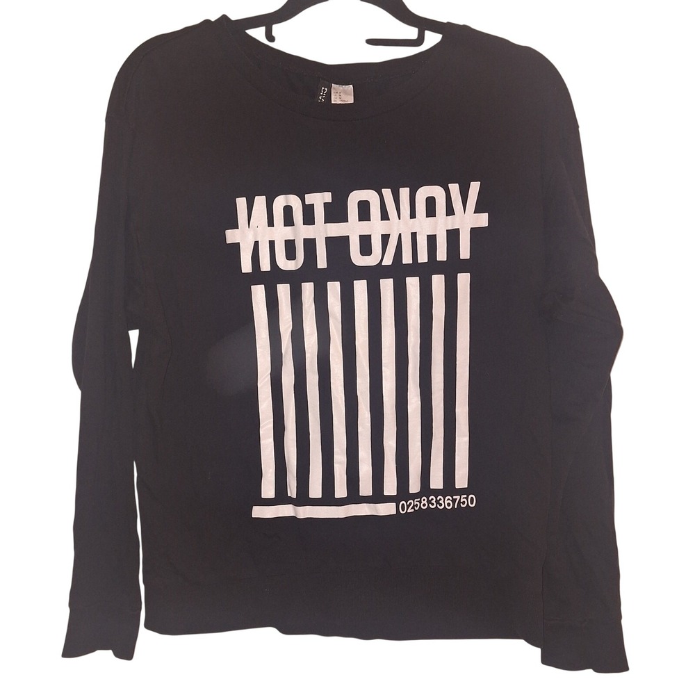 Not Okay Barcode Black & White Longsleeve T-shirt Medium Indy Goth‎ Whimsygoth